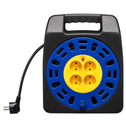 Rallonge à enrouleur 25 mètres - 4 prises terre 16A / 250V