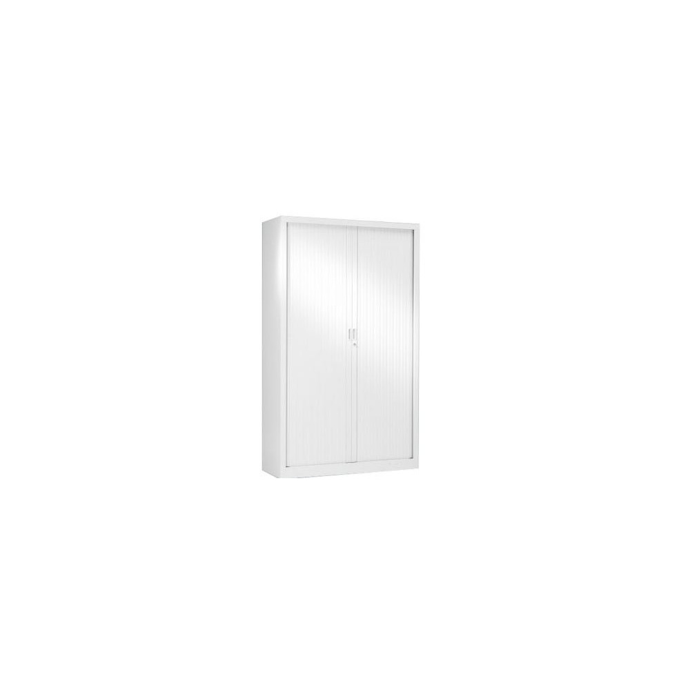 Armoire haute à rideaux - L120xH198xP45cm - Métal G-Alu  / PVC Blanc 