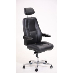 Fauteuil Opérateur 24/24 WHALE-1/ Cuir noir / charge 150kg