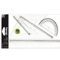 Kit Géométrie WONDAY (1 Règle 30cm 2 Equerres 60&45° Rapporteur) //