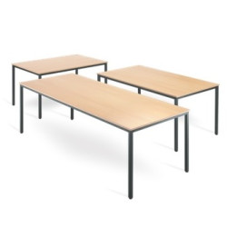 Table poly. rectangulaire 200 x 100 - Plateau Hêtre - Pieds Alu. - T6
