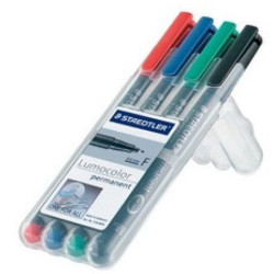 Marqueur perm. STAEDTLER OHP Lumocolor- 0.6mm - 4 COUL. 318WP4
