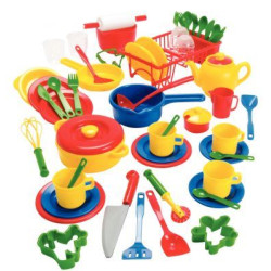 Dinette de 59 pièces pour 4 couverts - 4 couleurs assorties