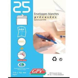 Enveloppe 114x162mm - 90g - Pré-casées - GPV N°6458/6610 - Par 25