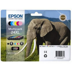 Cart EPSON - N°24XL - T2438 - Eléphant - Noir + couleurs //