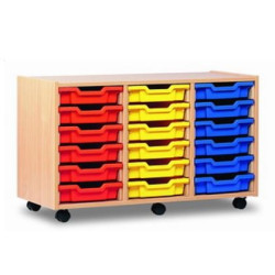 Bibliothèque 18 bacs+roulettes Dim:102 x 44 - Haut: 65 cm (sans bac)