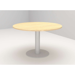 Table poly. ronde Ø120 cm Chene fil / Pieds Tulipe - Gris Alu - T6