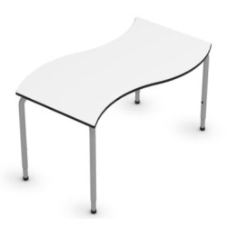 Table Vague WAVE - 130 x 65cm - Ajustable T4 à T6 - BLANC