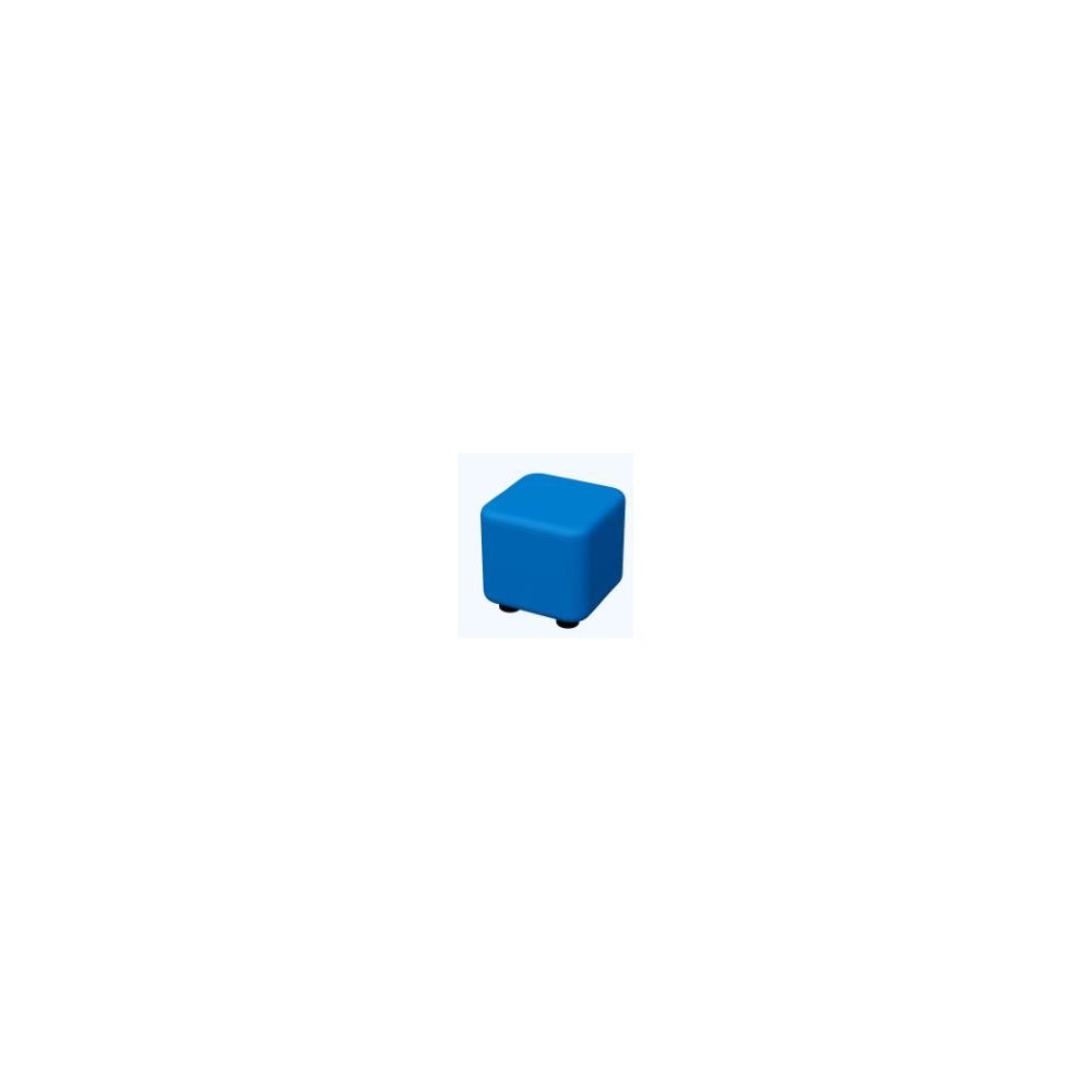 Pouf Carré en cuir L60 x H43cm - BLEU - Taille adulte