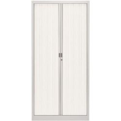 Armoire haute à rideaux - L120xH198xP45cm - Métal G-Alu  / PVC Blanc 