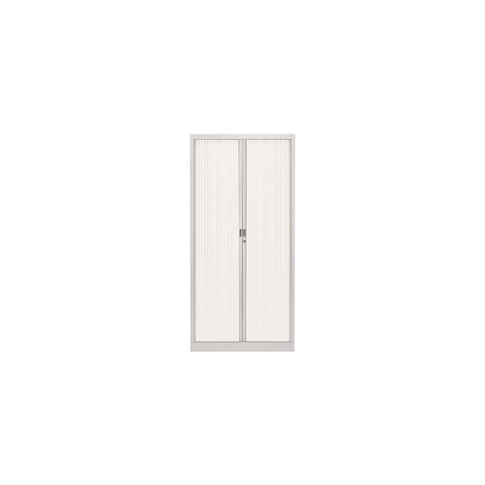 Armoire haute à rideaux - L120xH198xP45cm - Métal G-Alu  / PVC Blanc 
