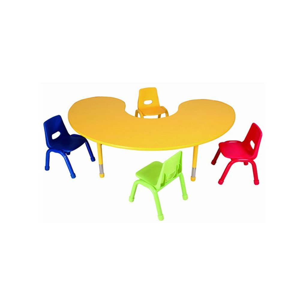Table matern. ajust. PVC Haricot - P métal (180x122 H37 à 62cm) ROUGE