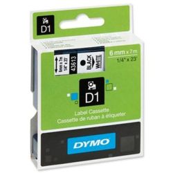 Ruban DYMO D1 - 06mm Noir/Blanc pour titreuse - 43613 (7 m) //